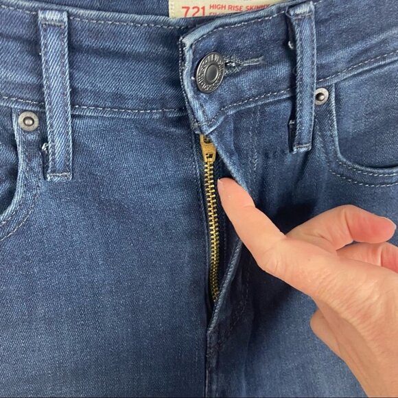 Levis 721 Skinny Jeans High Rise 188820012 Blue Size 24 Minimal Stretch Denim‎ - Picture 5 of 9